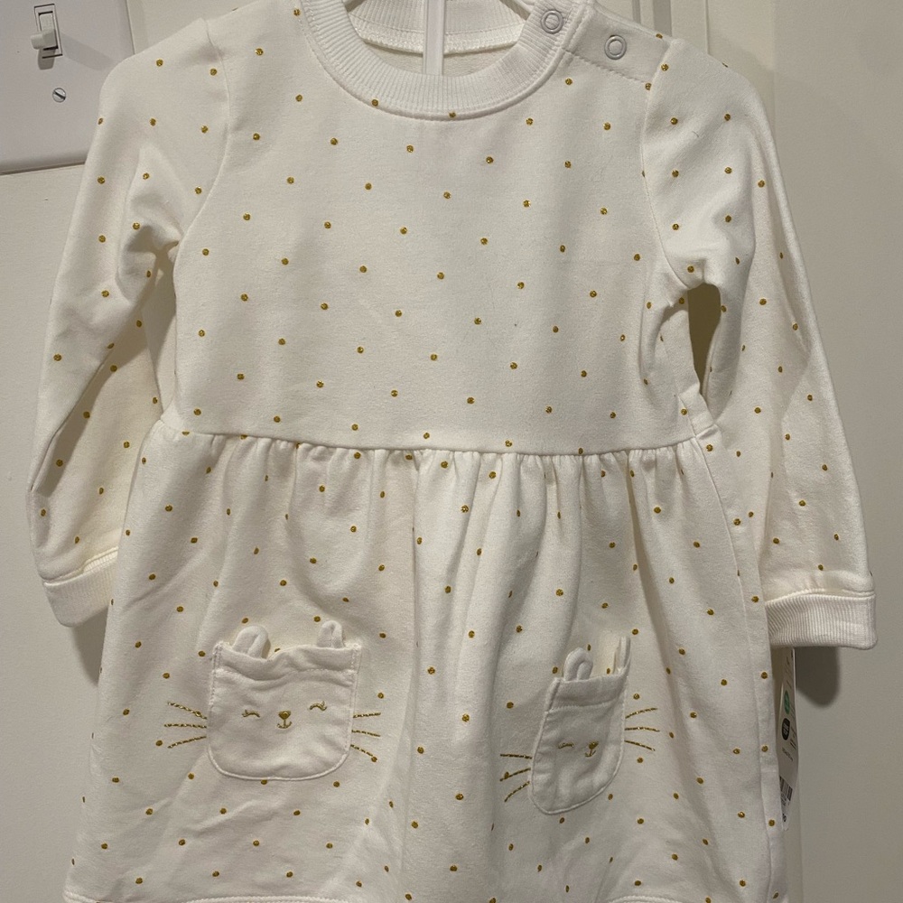 Carter's White Dress with Gold Dots